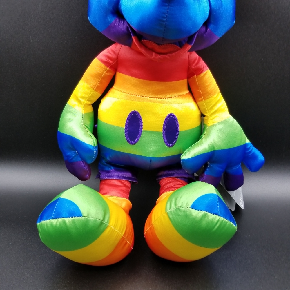 Disney's Mickey Mouse Rainbow Plush Doll 15.5" Height Mickey Pride Doll New - Picture 3 of 7